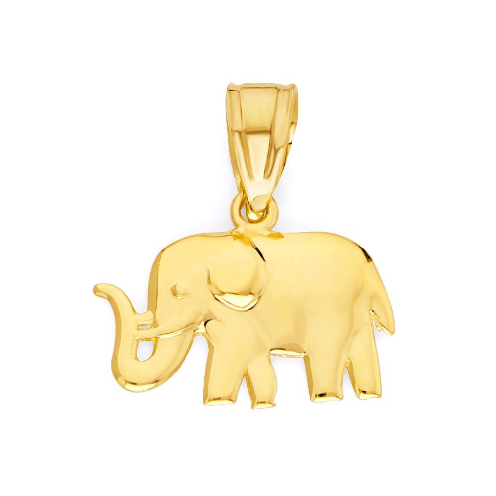 10k Gold Elephant Pendant - Animal Jewelry for Necklace